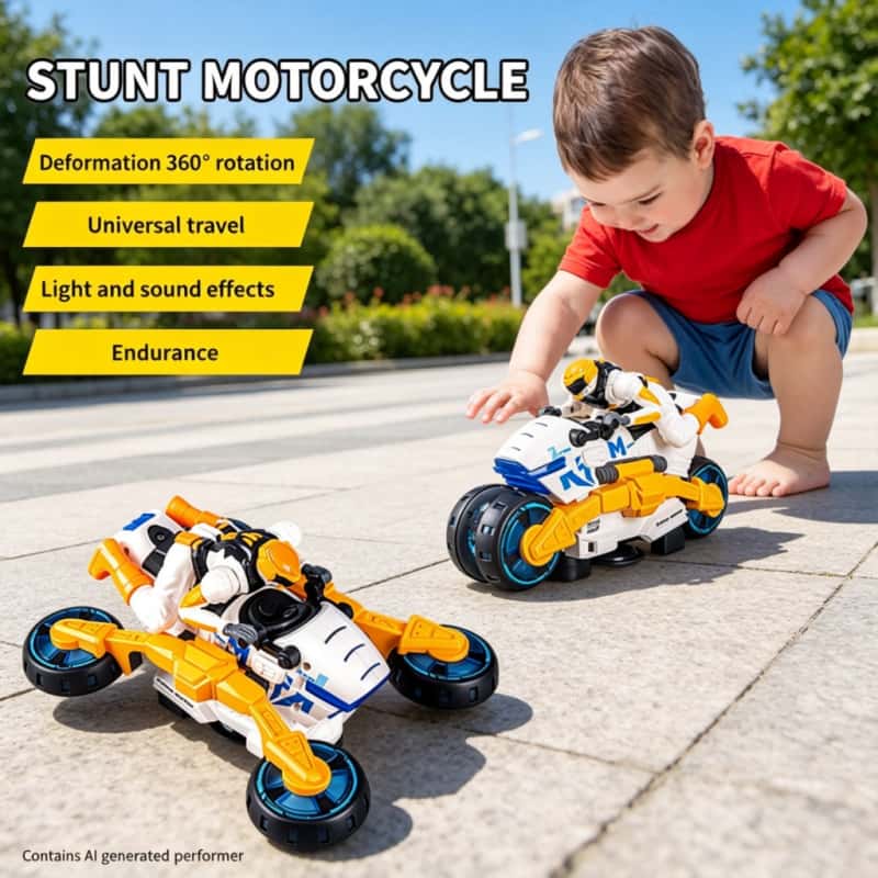 Music - Electric Stunt Transformable Motorcycle Children Toy
