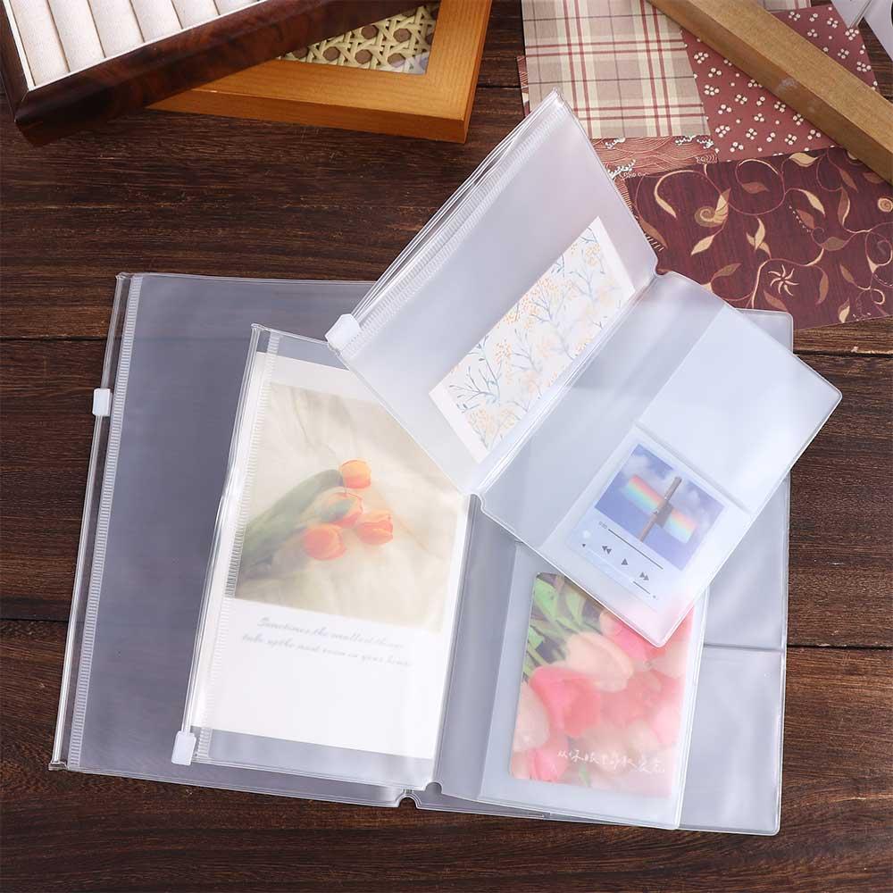 Vintage Leather Journal Notebook - PVC Zipper Bag for Midori Travelers