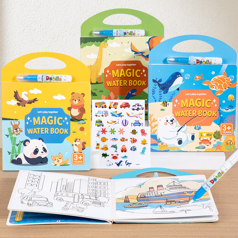 Reusable Water Magic Coloring Book - Magical Book Water Drawing Montessori Toys