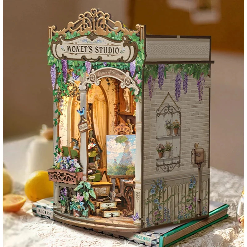 Wooden Monet's Studio Book Noo - Diy Wooden Book Nook Kit Shelf Insert recension och pris