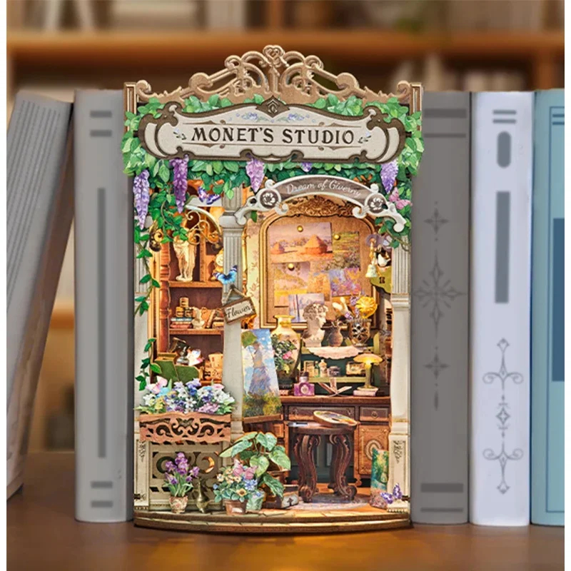 Wooden Monet's Studio Book Noo - Diy Wooden Book Nook Kit Shelf Insert recension och pris