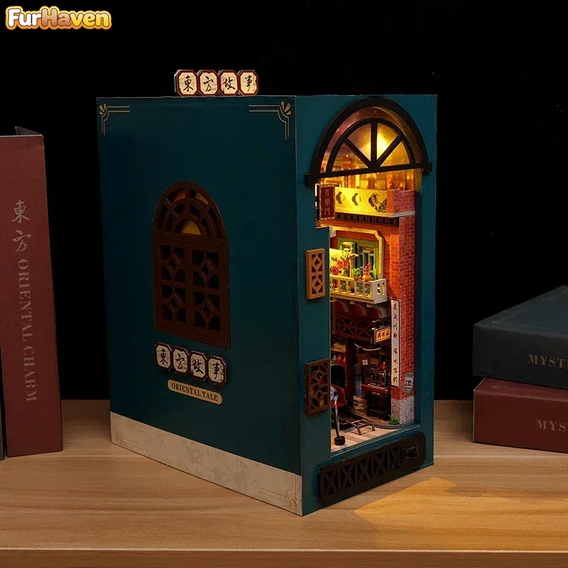 DIY Wooden Oriental Tales Chin - Diy Wooden Book Nook Kit Shelf Insert recension och pris