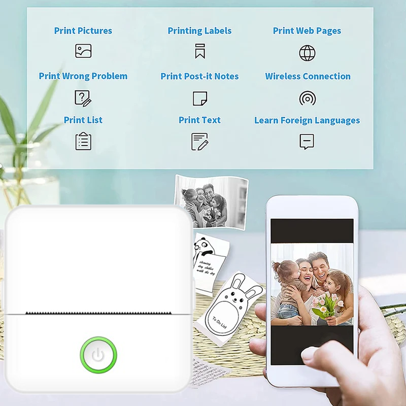 Mini Portabl Printer Inkless S - Mini Pocket Thermal Printer Paper Roll recension och pris