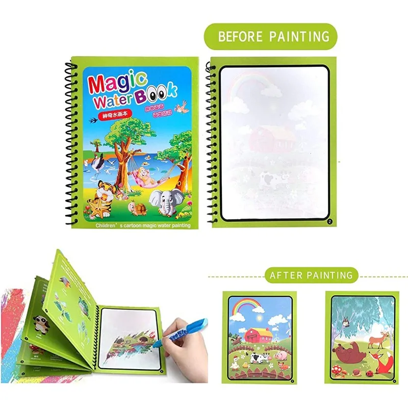 1pc Magic Water Coloring Book  - Reusable Water Magic Coloring Book recension och pris