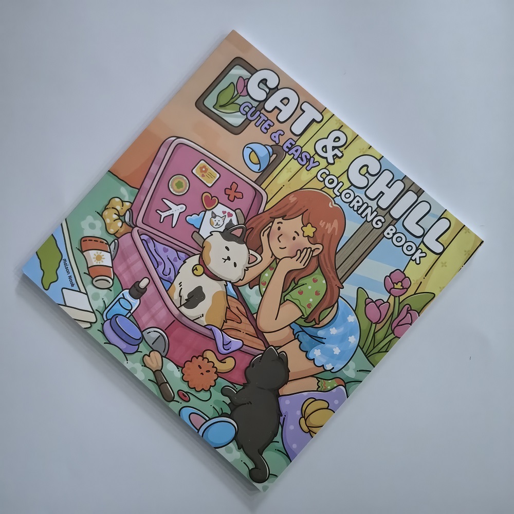 Cat & Girl Cute Easy Coloring  - Adult Coloring Book Stress Relief recension och pris