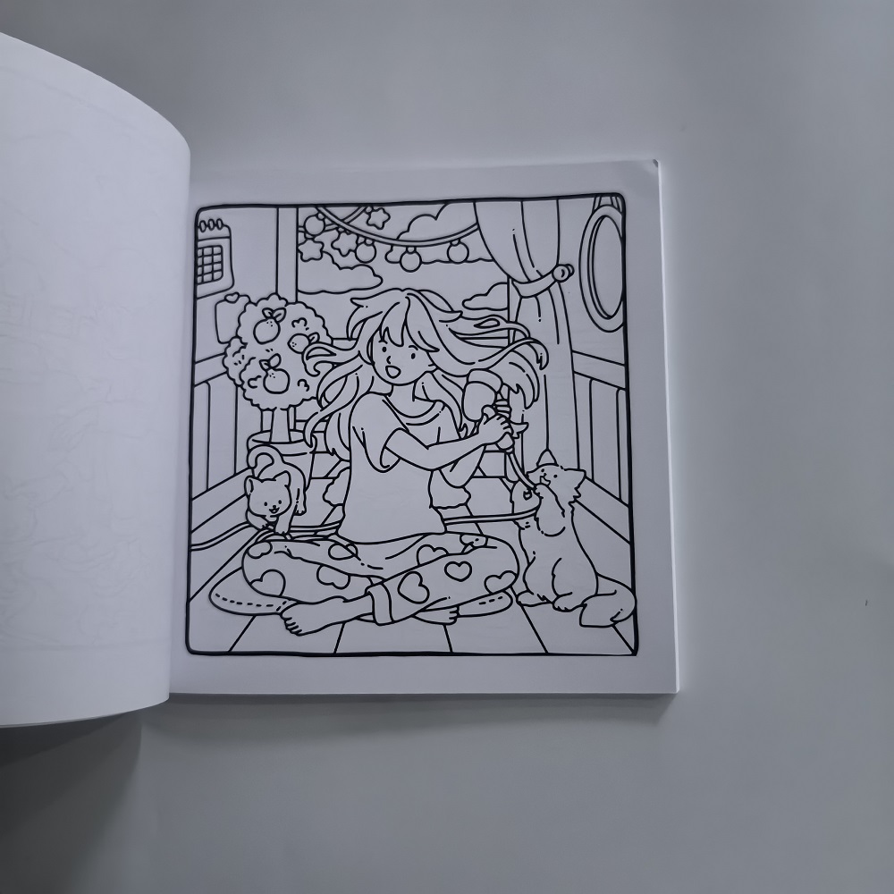 Cat & Girl Cute Easy Coloring  - Adult Coloring Book Stress Relief recension och pris