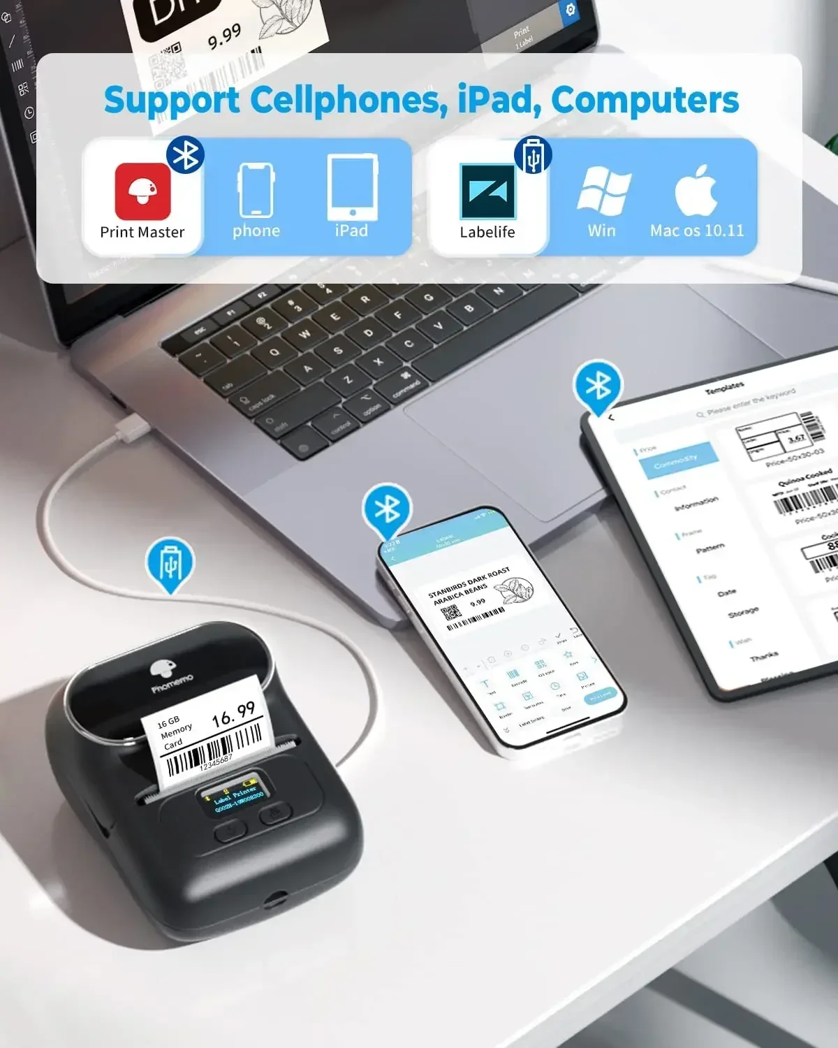 Phomemo M110 Mini Portable Pri - Mini Pocket Thermal Printer Paper Roll recension och pris