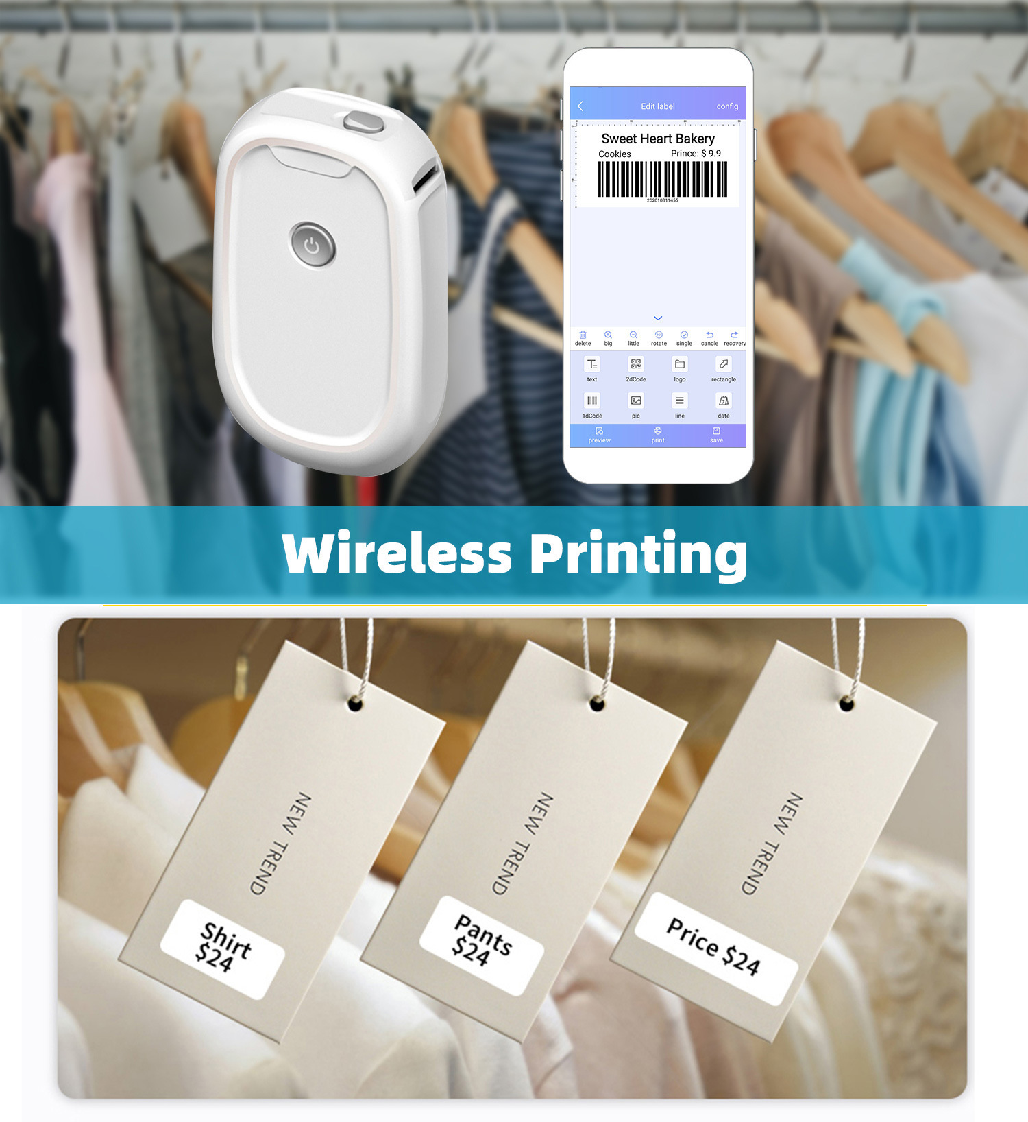 Wireless Portable Label Maker  - Mini Pocket Thermal Printer Paper Roll recension och pris