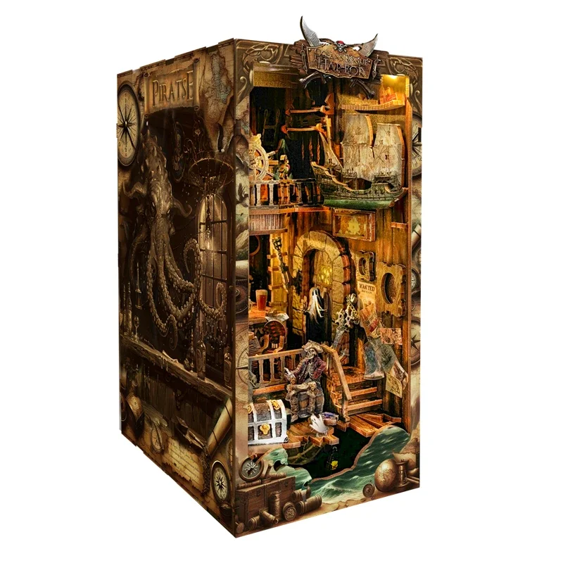 Miniature DIY Wooden New World - Diy Wooden Book Nook Kit Shelf Insert recension och pris
