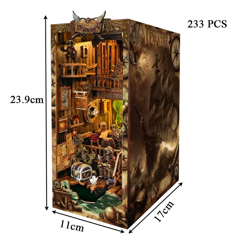 Miniature DIY Wooden New World - Diy Wooden Book Nook Kit Shelf Insert recension och pris