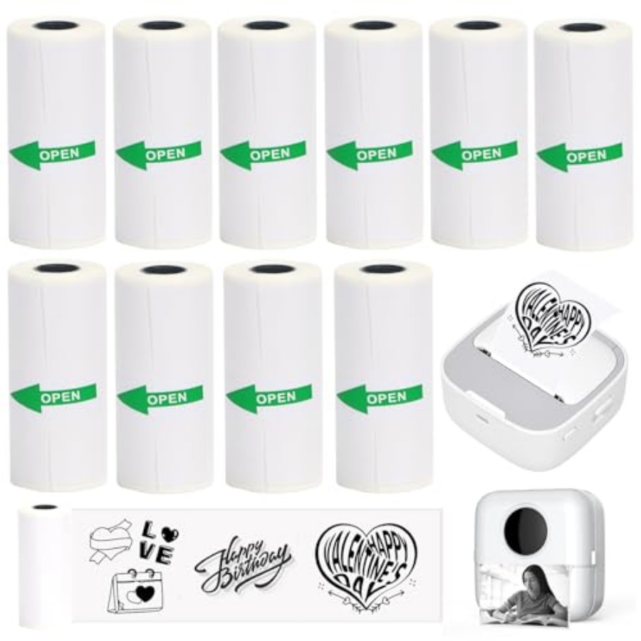 10 Rolls Thermal Sticker Paper - Mini Pocket Thermal Printer Paper Roll recension och pris