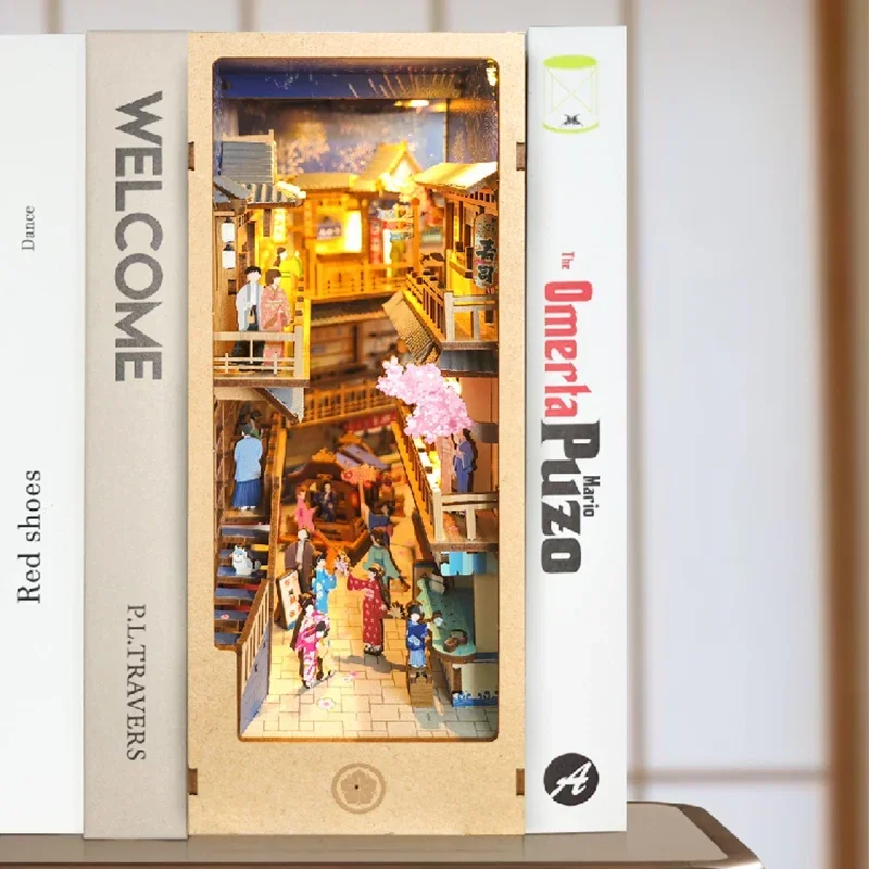 Japanese Retro DIY Wooden Book - Diy Wooden Book Nook Kit Shelf Insert recension och pris