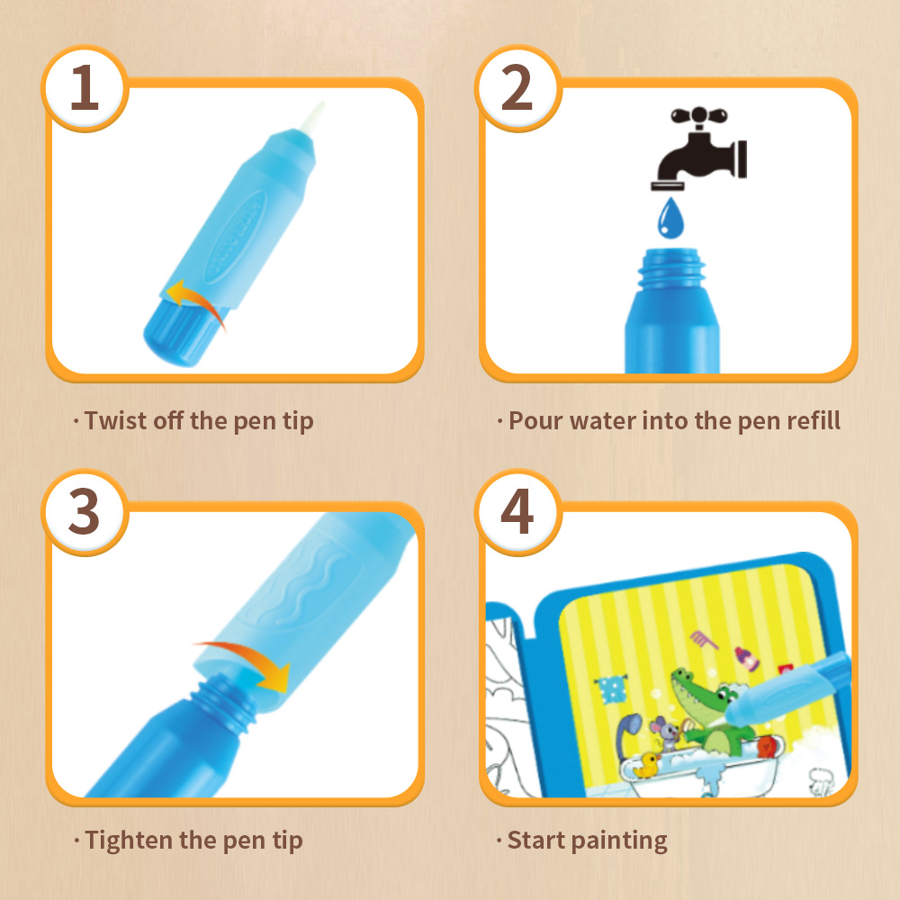 Magic Water Painting Book Reus - Reusable Water Magic Coloring Book recension och pris