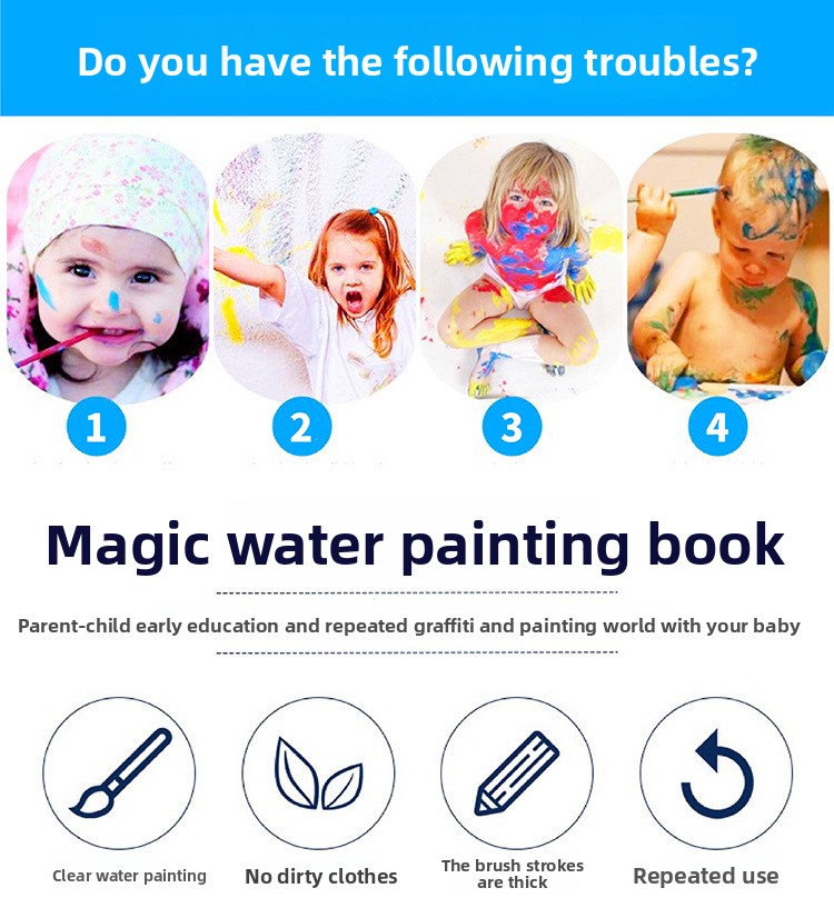 1 Book+1 Pen Reusable Magic Co - Reusable Water Magic Coloring Book recension och pris